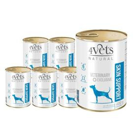 4Vets Natural Skin Support Wet Veterinary Dog Food for Dogs with Skin Problems, 6 x 400 g