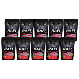 Rafi Cat Adult Wet Cat Food with Veal, 10 x 100 g Pack