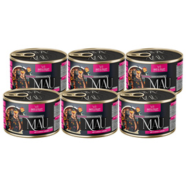 MAU Pâté and Fillet Wet Cat Food for Spayed/Neutered Cats—Goose with Rabbit and Raspberries, 6 x 185 g Set