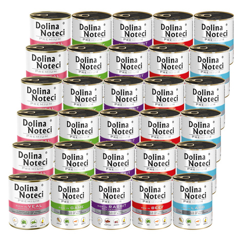 Dolina Noteci Premium Mix Wet Dog Food, 5 Flavors (No Fish or Poultry), 30 x 800 g Set