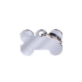 Engraved ID Tag for Dogs and Cats: Small Chrome Bone