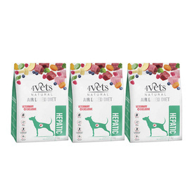 4Vets Natural Hepatic Dry Dog Food for Dogs with Liver Disease, 3 x 1 kg Set