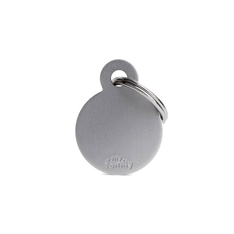 Engraved ID Tag for Dogs and Cats: Small Gray Circle