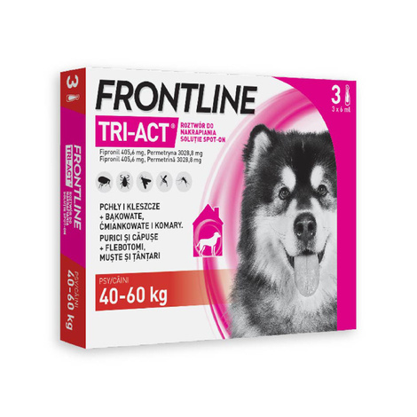 Frontline Tri-act Spot-On Solution for Dogs XL (3 pipettes, 6 ml) to Treat Fleas and Ticks