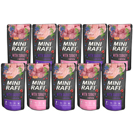 Mini Rafi Wet Dog Food, Turkey and Rabbit Flavor Mix, 10 x 150 g