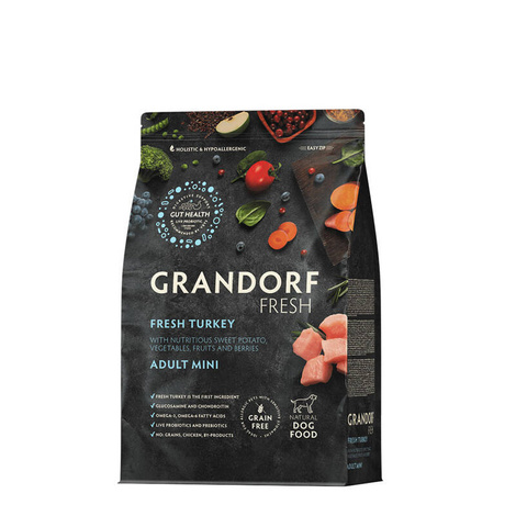 Grandorf Dog Fresh Turkey Mini Dry Dog Food for Small Breeds, Turkey, 1 kg