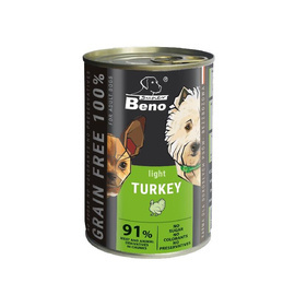 Super Beno Grain-Free Light Wet Dog Food with Turkey Chunks in Gravy, 415 g