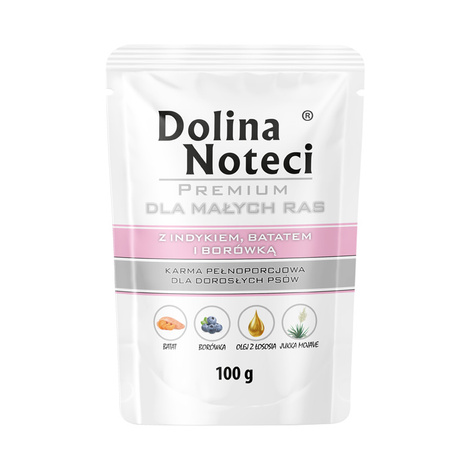 Mokra karma dla psów małych ras Dolina Noteci Premium z królikiem, fasolka i ryżem brązowym puszka 185 g