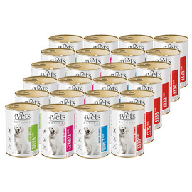 4Vets Natural Wet Dog Food, Mixed Flavors, 24 x 400 g