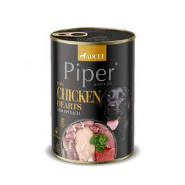 Piper Animals Wet Dog Food with Chicken Hearts and Spinach, 400 g