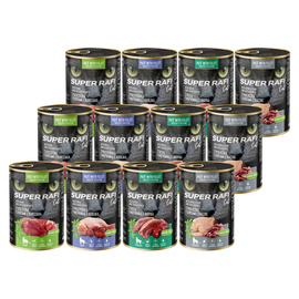 Super Rafi Cat Wet Food for Spayed Cats, Assorted Flavors, 12 x 400 g Pack