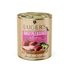 Luger's Daily Pleasures Wet Dog Food with Turkey, Broccoli, and Brown Rice, 800 g