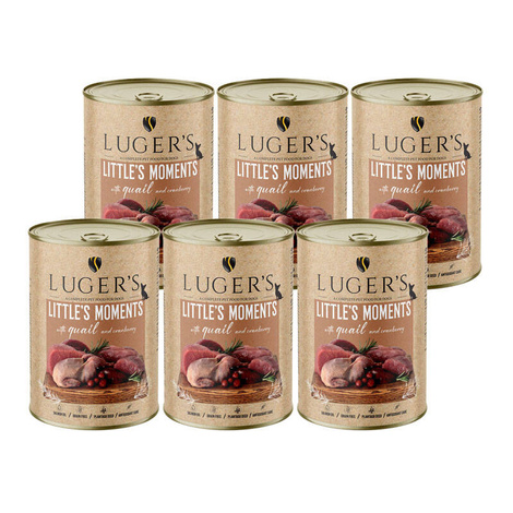 Luger's Little's Moments Wet Dog Food for Small Breeds with Quail and Cranberry, 6-pack (400 g each)