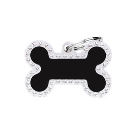Engraved ID Tag for Dogs and Cats—Large Black Glam Bone