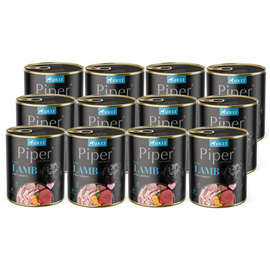 Piper Animals Wet Dog Food with Lamb and Carrots, 12 x 800 g Set