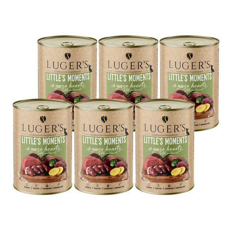 Luger's Little's Moments Wet Dog Food for Small Breeds with Goose Hearts, Potatoes, and Broccoli—6 x 400 g Set