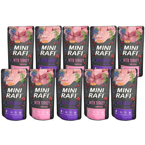 Mini Rafi Wet Dog Food, Turkey and Rabbit Flavor Mix, 10 x 150 g