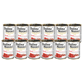 Dolina Noteci Premium Pure Wet Dog Food for Dogs with Allergies—Rich in Beef with Brown Rice, 12 x 400 g Set