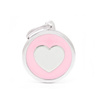 Engraved ID Tag for Dogs and Cats: Pink Heart-Shaped Circle