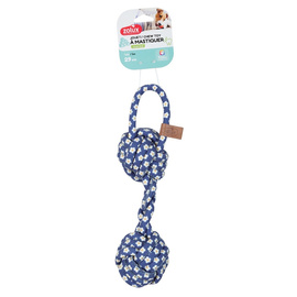 Zolux Dog Chew Toy: Braided Rope Dumbbell, Blue Flower, 29 cm
