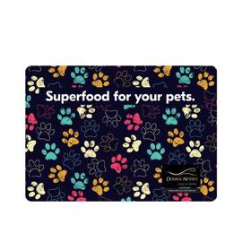 Dog and Cat Bowl Mat, Non-Slip Mat with Colorful Paw Prints, 30 x 40 cm