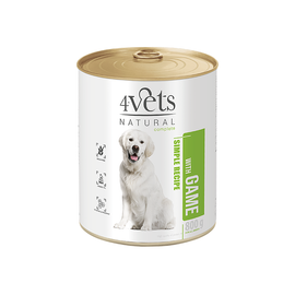 4Vets Natural Wet Dog Food with Venison, 800 g Can