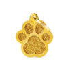 Engraved ID Tag for Dogs and Cats: Large Gold Glitter Paw Design