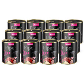 Piper Animals Wet Dog Food with Beef Stomachs and Beets, 12 x 800 g Set
