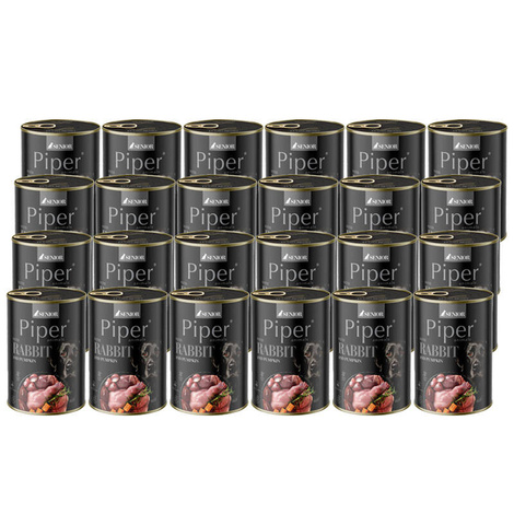 Piper Animals Senior Wet Dog Food with Rabbit and Pumpkin, 24 x 400 g Pack