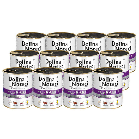 Dolina Noteci Premium Wet Dog Food, Rich in Rabbit with Cranberries, 12 x 800 g Set