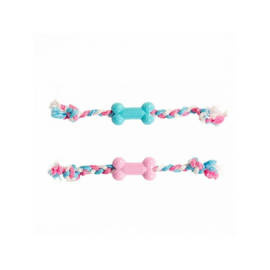 DUVO+ TPR Toy, Pastel-Colored Bone and Rope, 35 cm