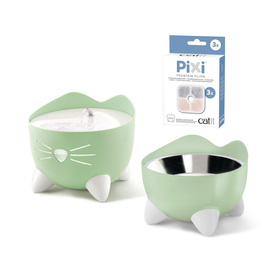 Pixi Fountain Combo: 2.5-liter green cat water fountain set + bowl + free pack of CH-7216 filters