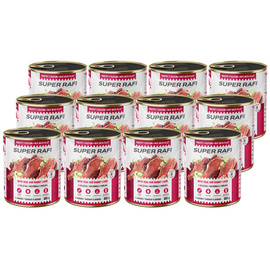 Super Rafi Wet Dog Food with Veal and Rabbit Liver, 12 x 800 g Set
