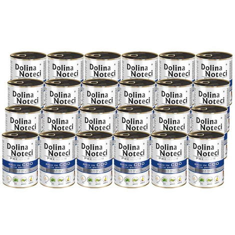 Dolina Noteci Premium Wet Dog Food, Rich in Cod with Broccoli, 24 x 400 g Set
