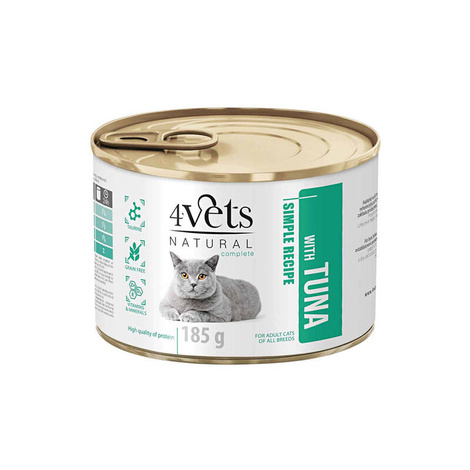 4Vets Natural Wet Cat Food with Tuna, 185 g
