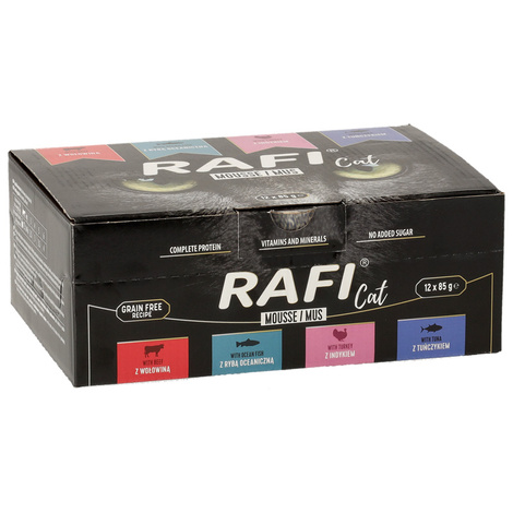 Rafi Cat Mus Cat Food, Mixed Flavors, 12 x 85 g