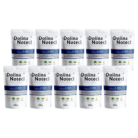 Dolina Noteci Premium Wet Dog Food, Rich in Cod with Broccoli, 10 x 150 g Set
