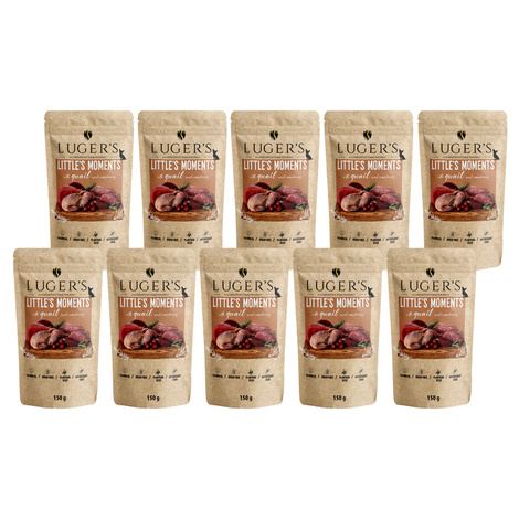 Luger's Little's Moments Wet Dog Food for Small Breeds with Quail and Cranberry, 10 x 150 g Set
