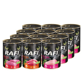 Rafi Cat Mix Wet Food for Adult Cats, 12 x 400 g