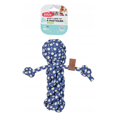 Zolux Dog Chew Toy: Braided Rope "Little Man" Blue Flower, 22 cm