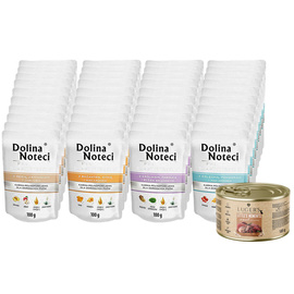 Dolina Noteci Premium Mix Wet Dog Food for Small Breeds, 40 x 100 g + a free 185 g can of Luger's Little's Moments with Quail and Cranberry