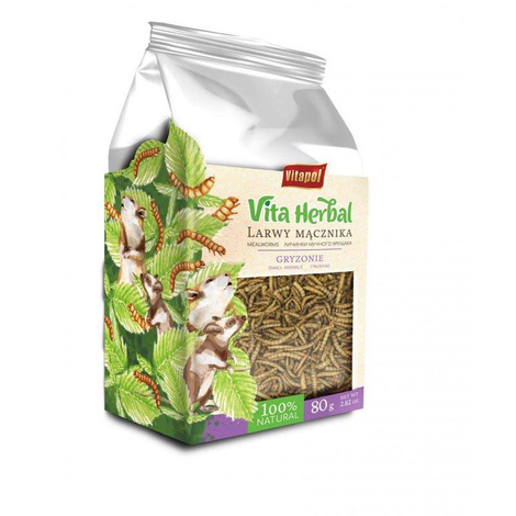 Vitapol Herbal Mealworm Larvae, a treat for rodents, 80 g