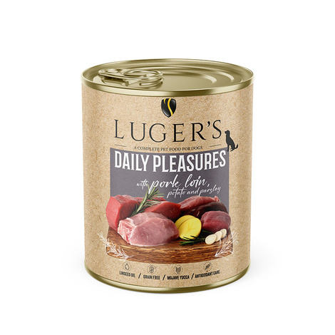 Luger's Daily Pleasures Wet Dog Food with Pork Loin, Potatoes, and Parsley, 800 g