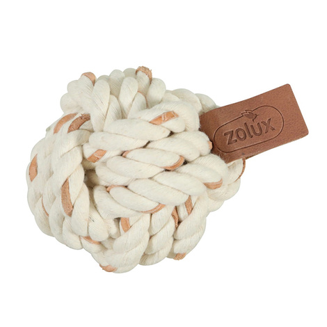 Zolux Dog Toy: Leather Touch Rope Ball, 7 cm