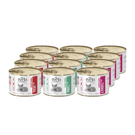 4Vets Natural Wet Cat Food, Mixed Flavors, 12 x 185 g
