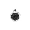 Engraved ID Tag for Dogs and Cats—Large Black Glitter Circle