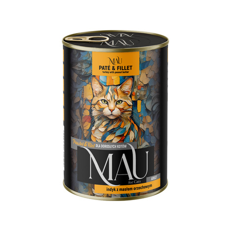 MAU Pâté and Fillet Wet Cat Food: Turkey with Peanut Butter, 400 g