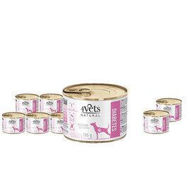 4Vets Natural Diabetes Wet Veterinary Food for Dogs with Diabetes, 6 x 185 g + 2 x 185 g Free 4Vets Diabetes