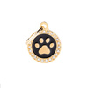 Engraved ID Tag for Dogs and Cats: Circle with a Paw Print, Gold Glam