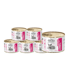 4Vets Natural Wet Cat Food with Turkey, 6-Pack (185 g each)